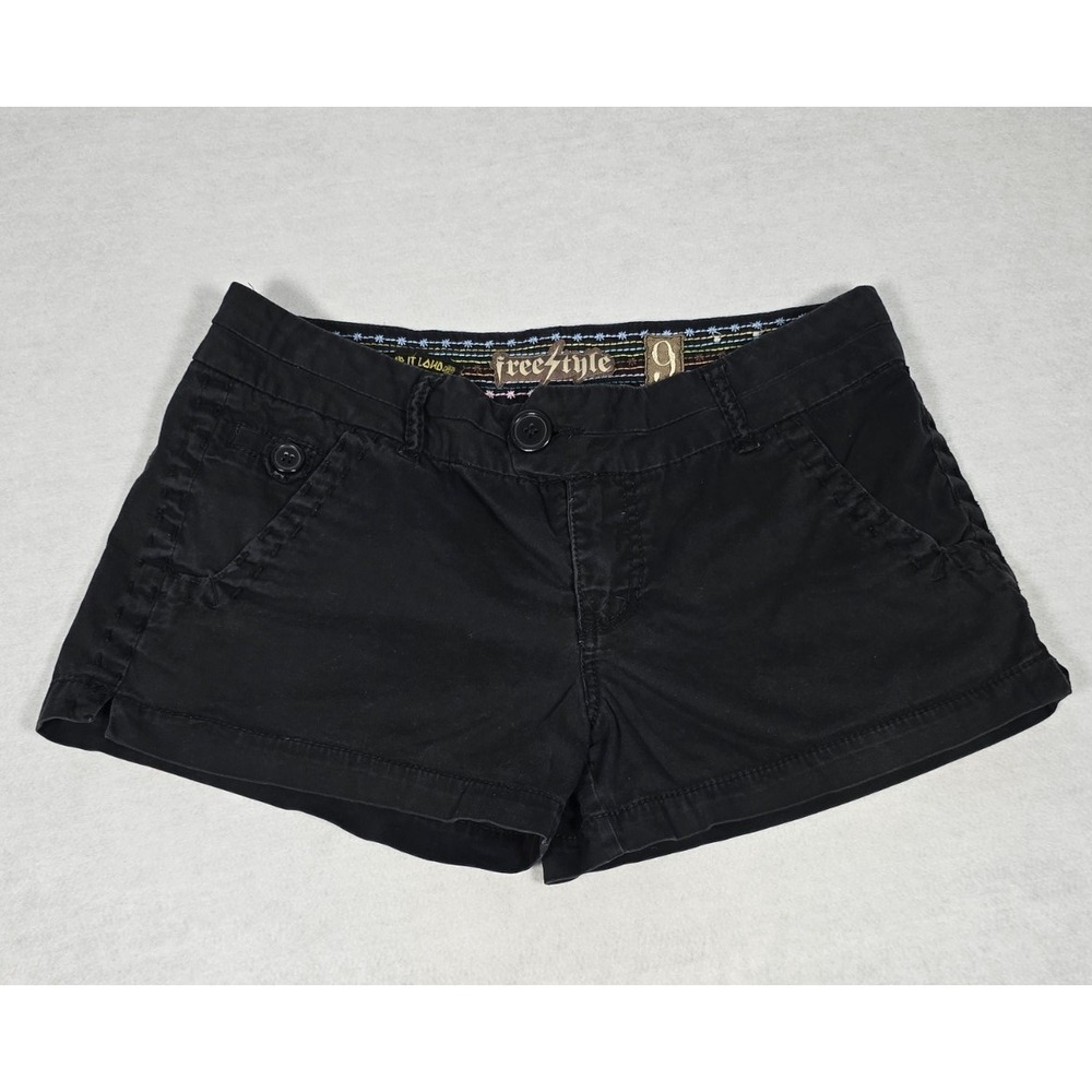 Freestyle Revolution Juniors Black Shorts Size 9 Embroidered Int. Waistband Y2K